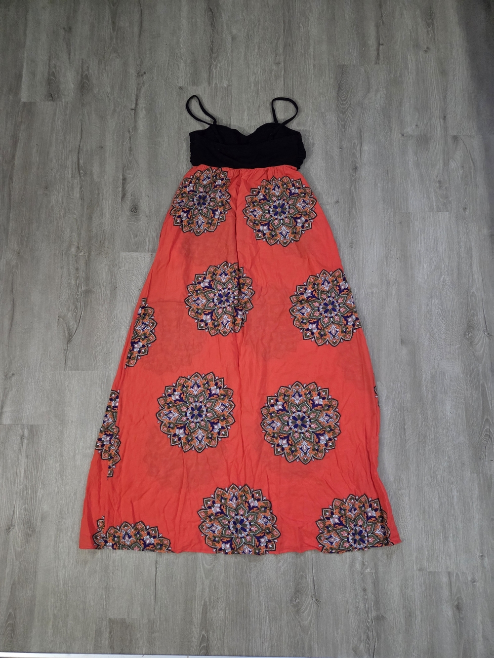 Anthropology Lilka Black & Coral Printed Maxi Dress - XS - Picture 3 of 10